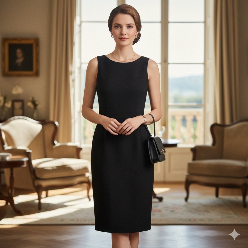 Talbots Pure Silk LBD‎ Womens 6 Black Textured Old Money Chic Party Cocktail